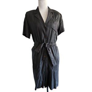 Happy Legs Vintage black short sleeve collared button up Romper sz S